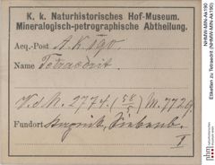 Etiketten zu Tetraedrit (NHMW-MIN-Ak190)